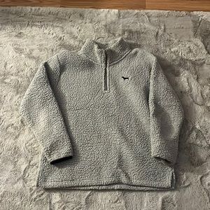 Womens PINK Half zip zip gray fleece with long sleeves